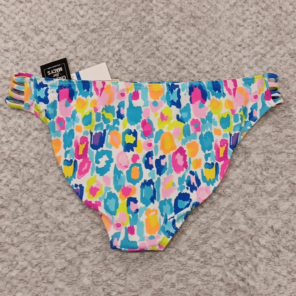 NWT, Womens Juniors Strappy Printed Swim Bottom